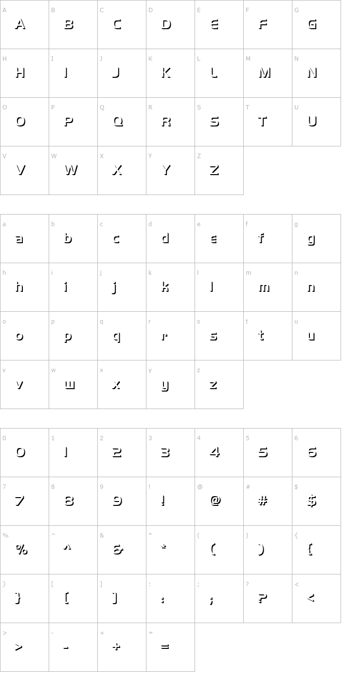 Character Map Handel_Becker_Only_Shadow_Med Font