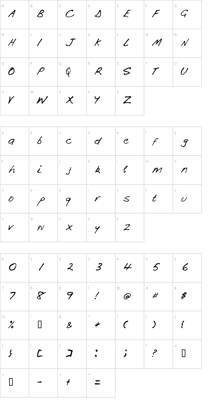 Character Map Handi Font