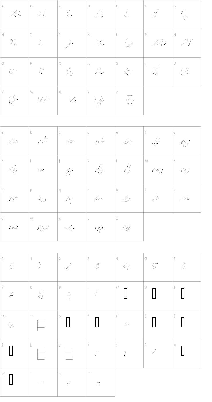 Character Map HANDROAD Font