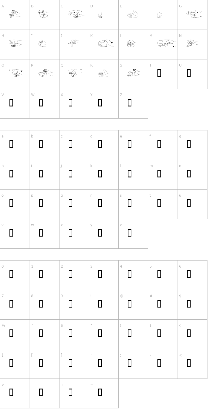 Character Map Handsom Font