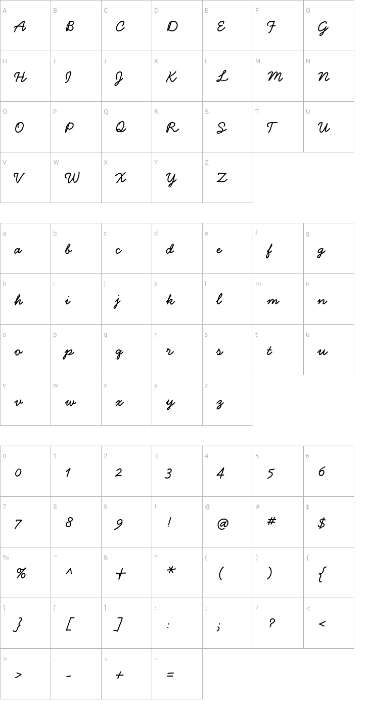 Character Map Handsome-Bold Font