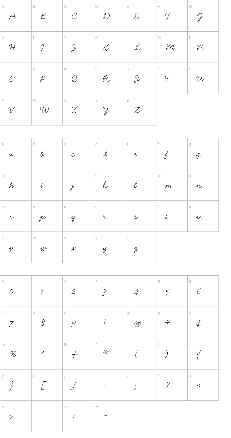 Character Map Handsome-Light Font