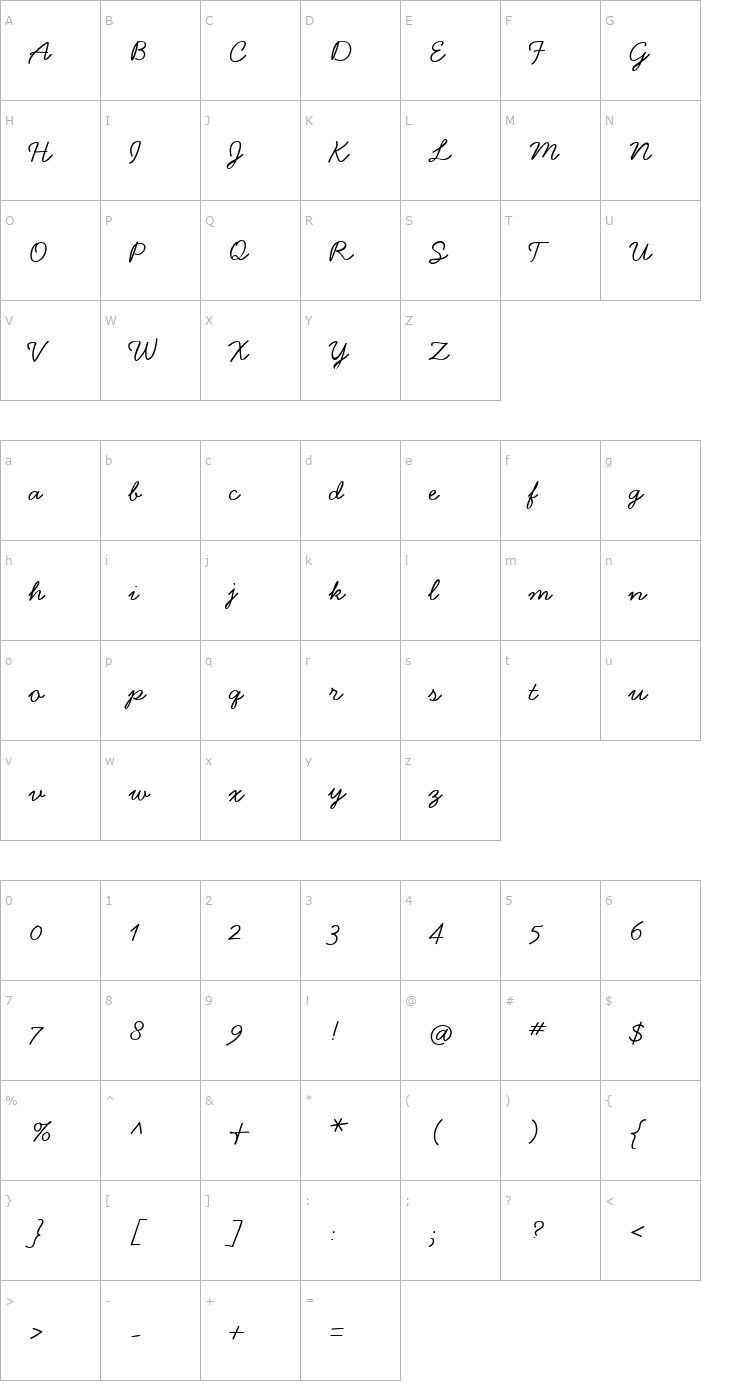 Character Map Handsome-Regular Font