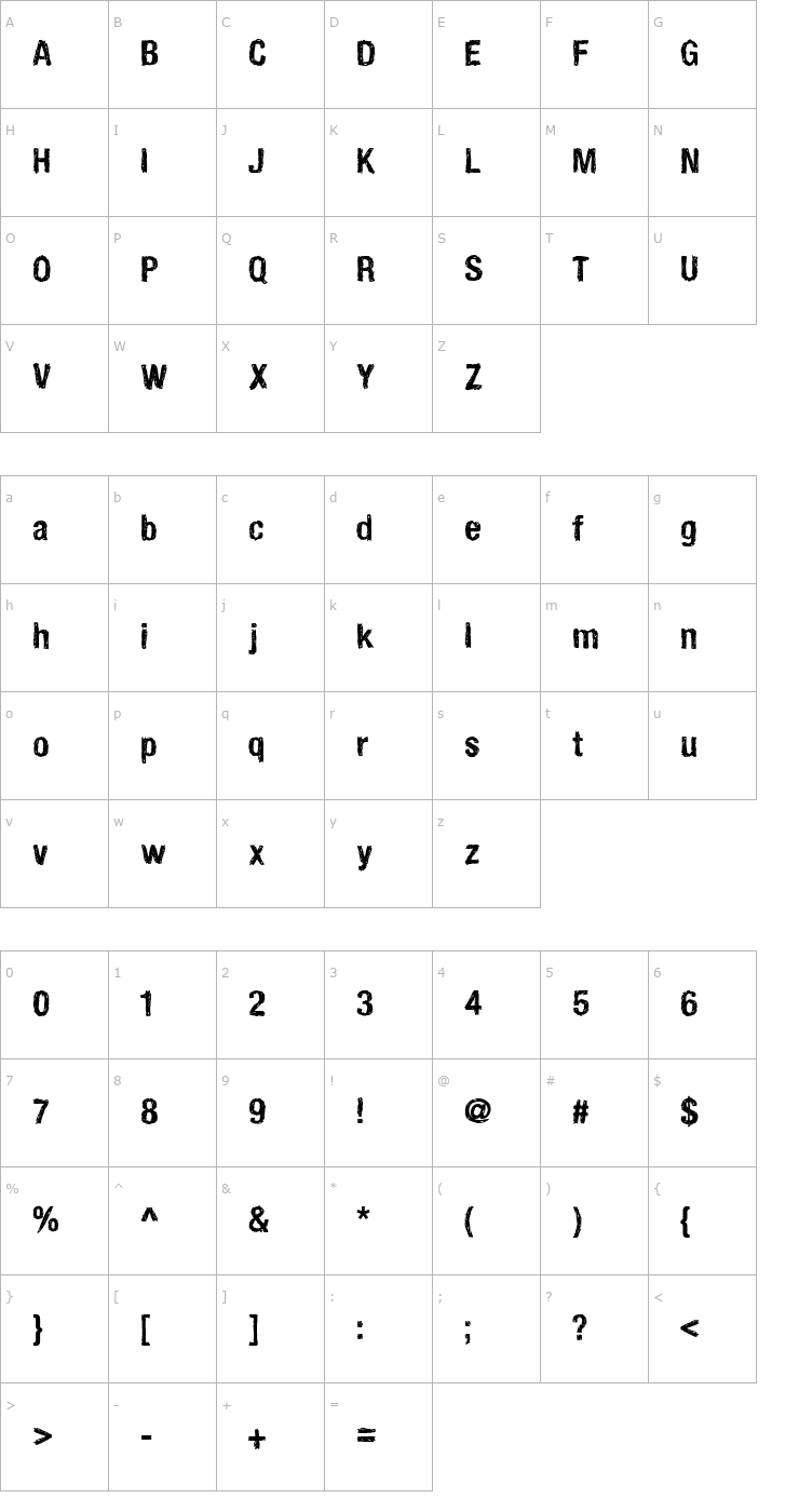 Character Map HandVetica Font