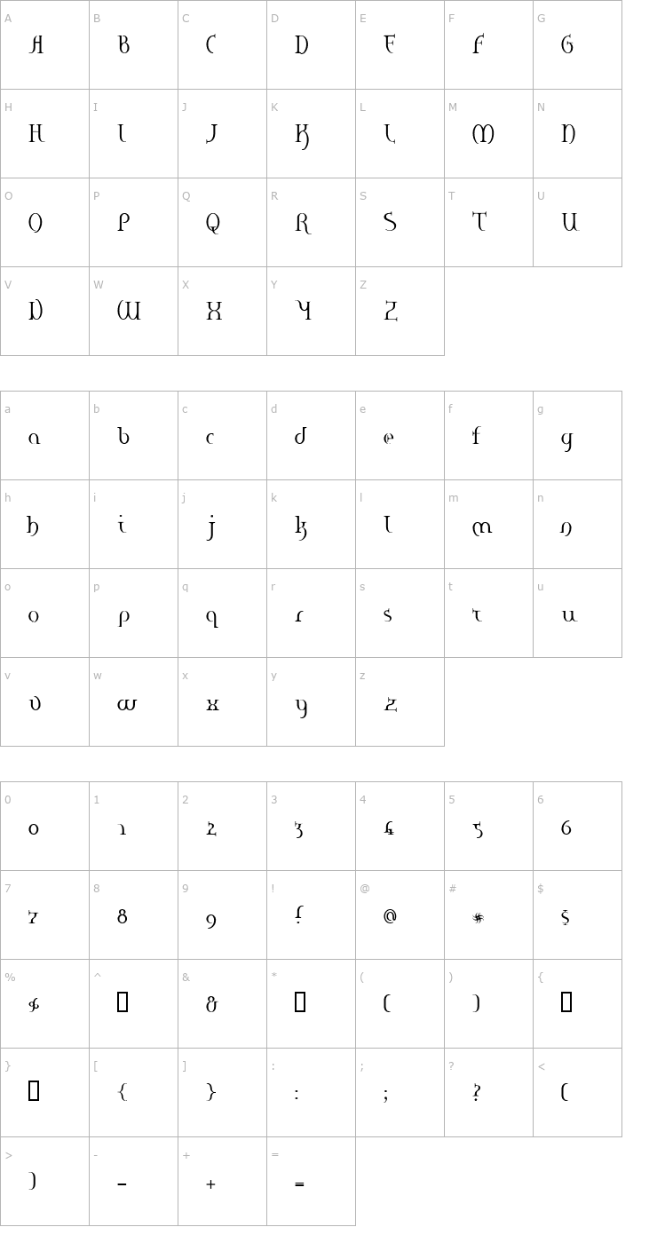Character Map Hane Font