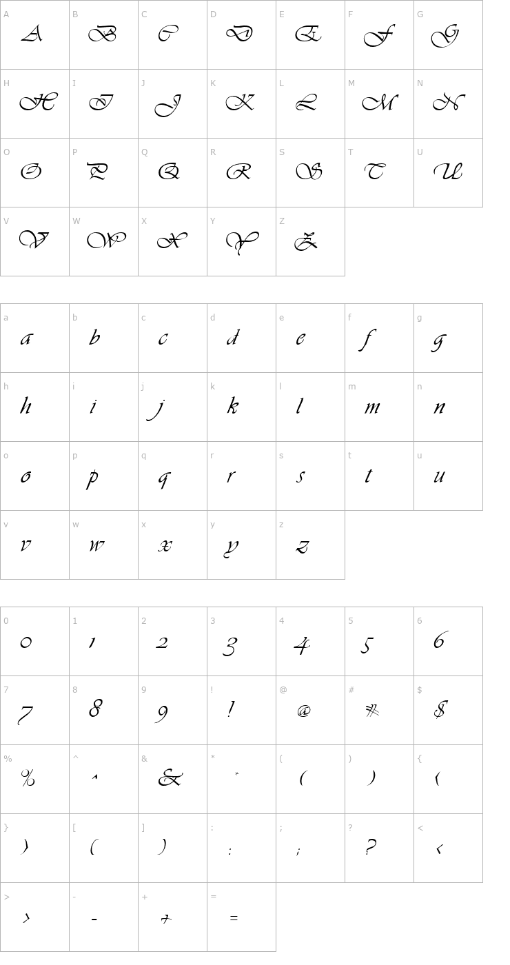 Character Map Hanford Script Font