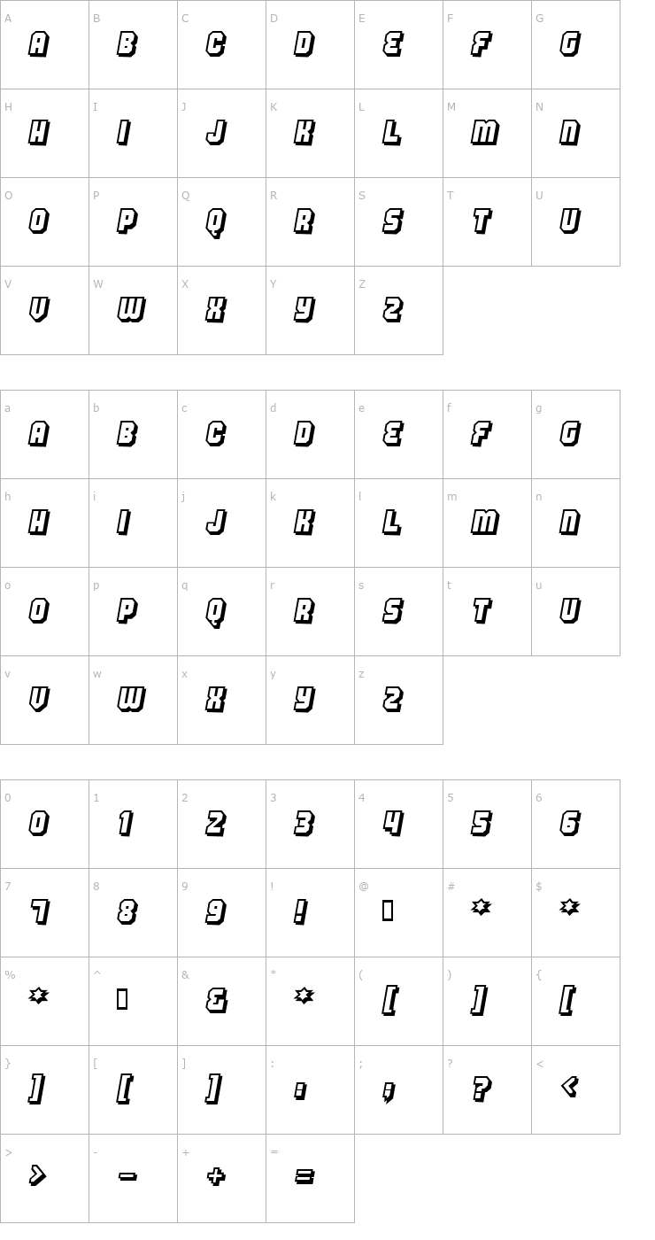 Character Map Hang the DJ Font