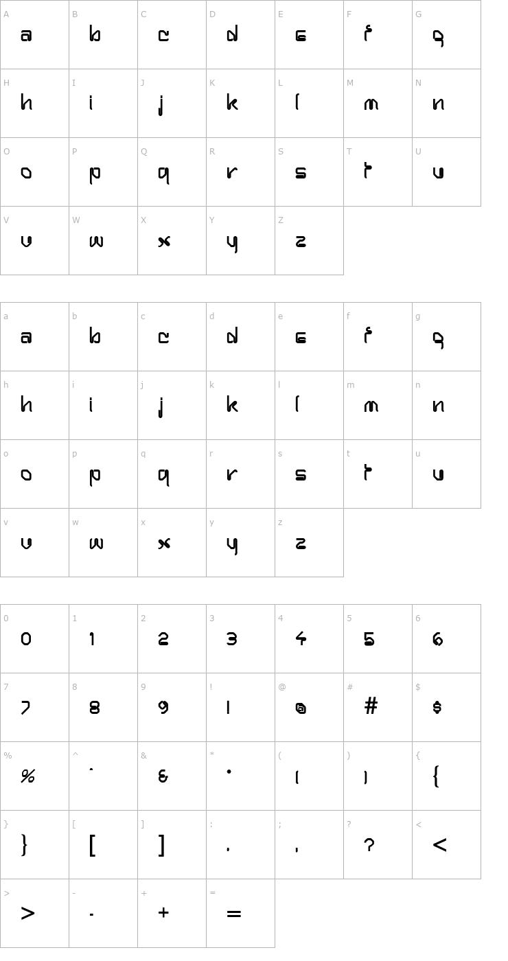 Character Map Hanger Bold Font