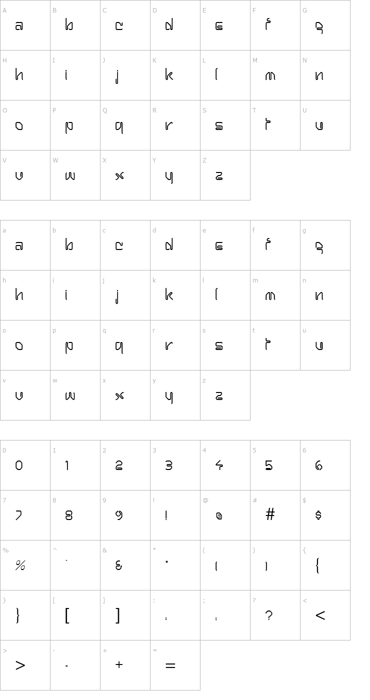 Character Map Hanger Normal Font