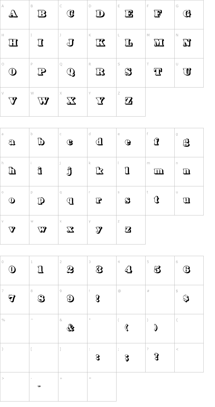 Character Map HankyShadow Font