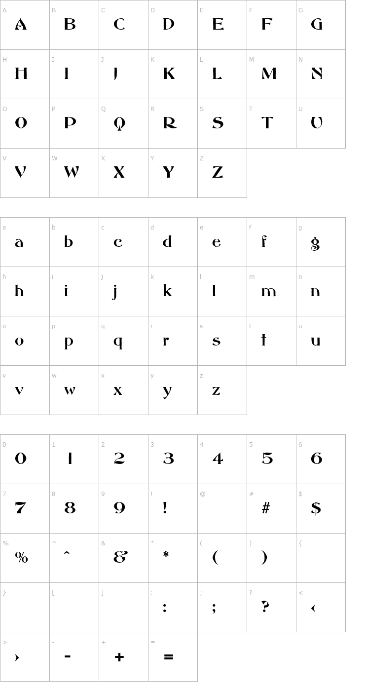 Character Map HannahBecker Font