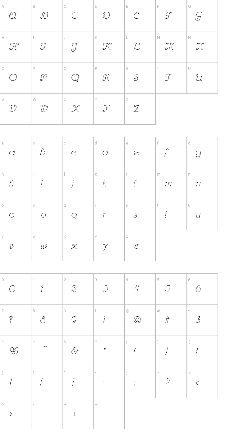 Character Map Hanover Font