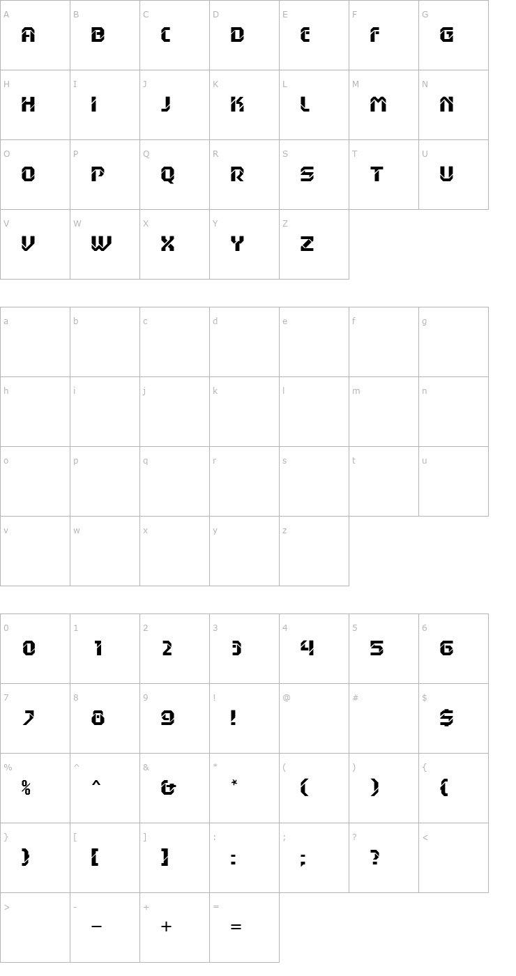 Character Map Hansson Stencil MN Bold Font