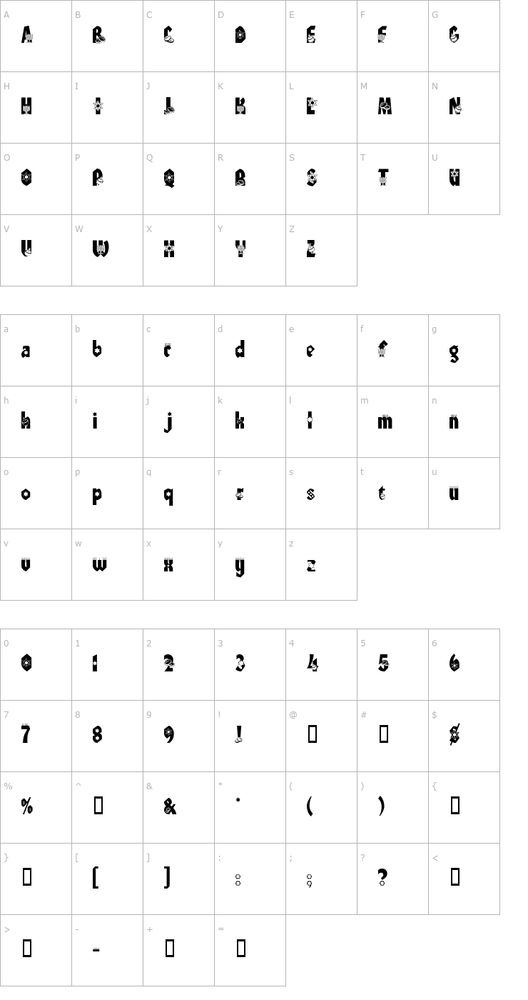Character Map HANUKAH Font