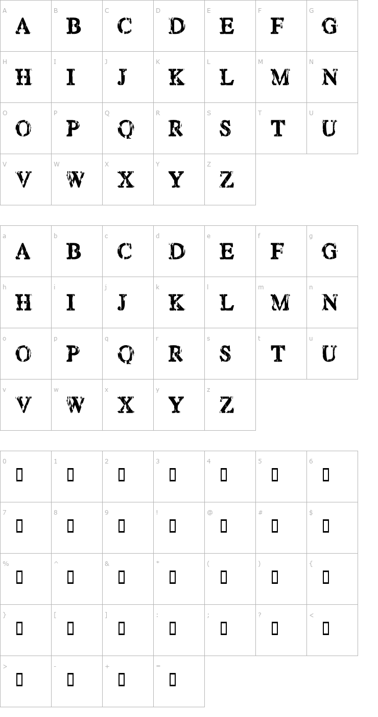 Character Map Happy Daze Font