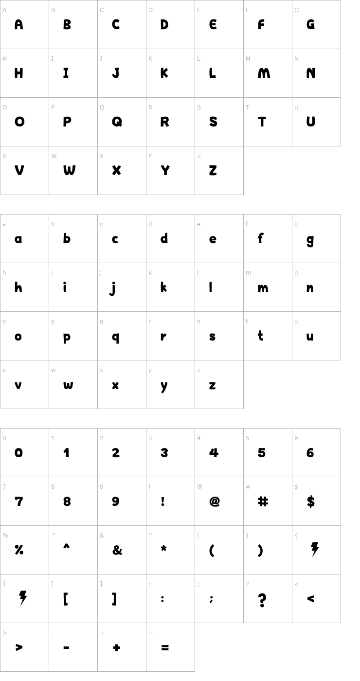 Character Map Happy Hell Font