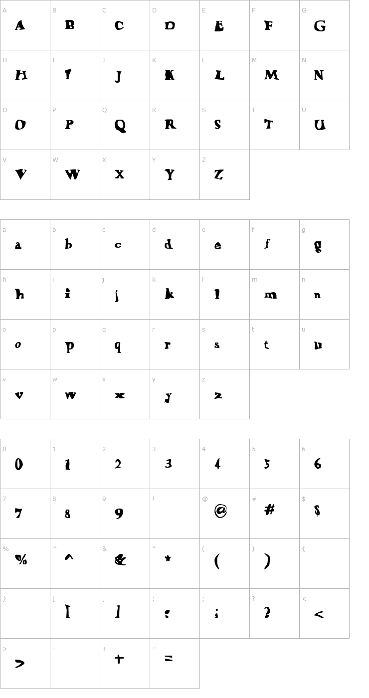 Character Map Happy LarryRegular Font