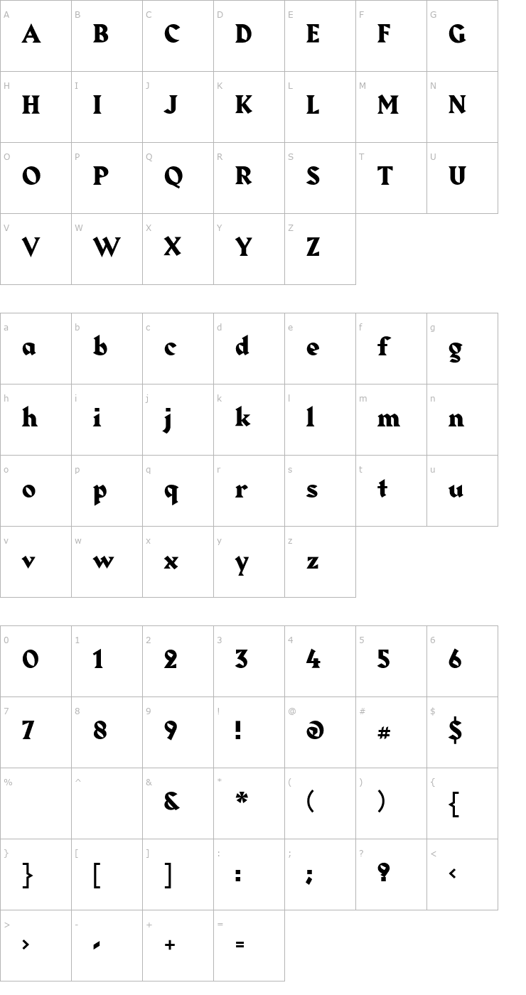 Character Map Harbour-Bold Font