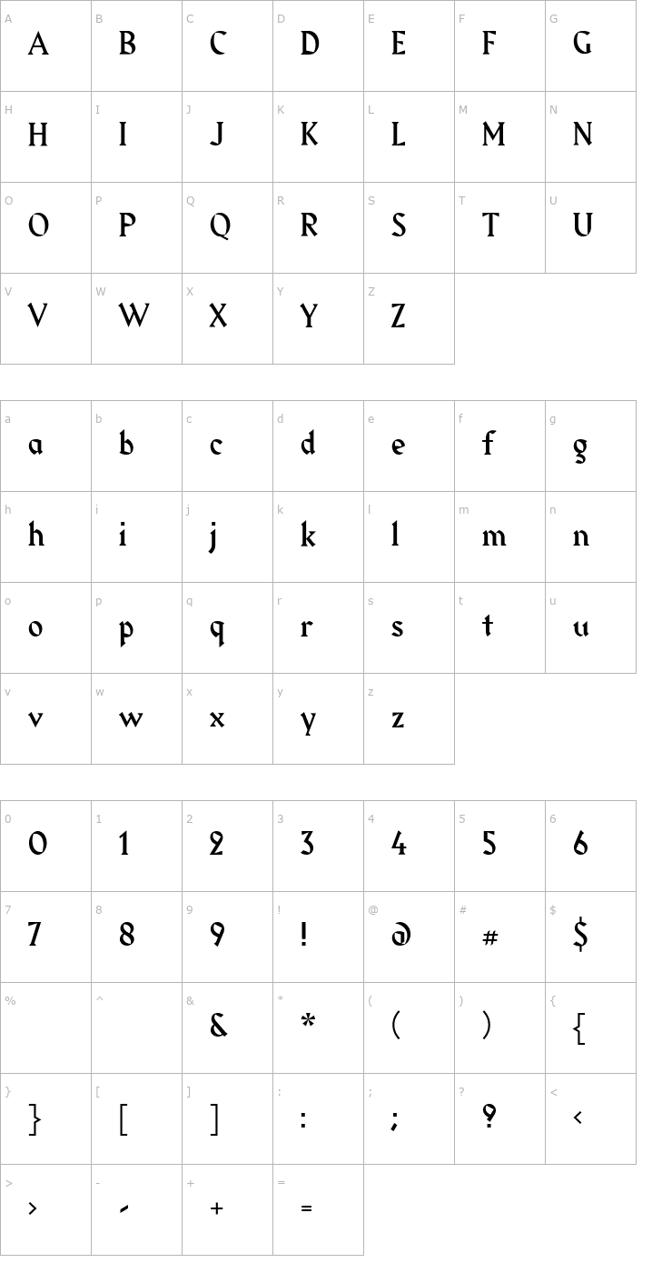 Character Map Harbour-Light Font