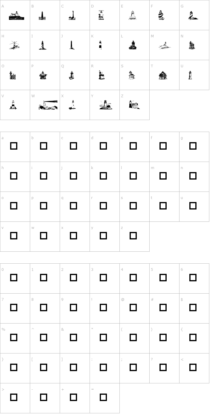Character Map Harbour Lights Font