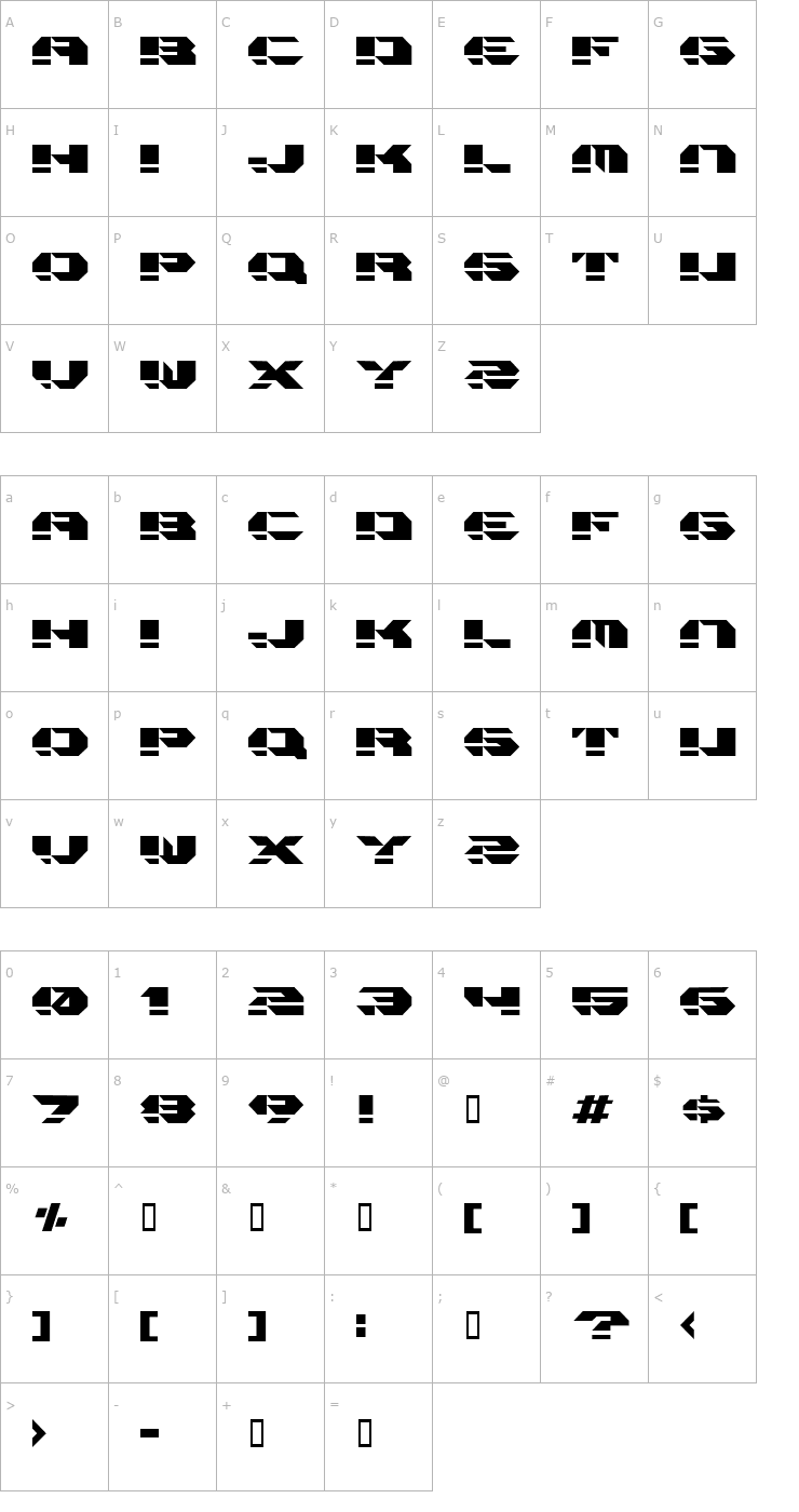 Character Map Hardcore Font