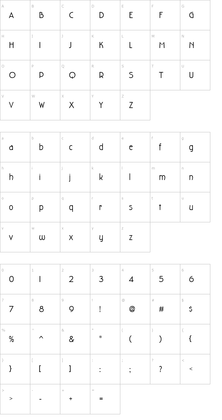 Character Map HardwoodLP Font