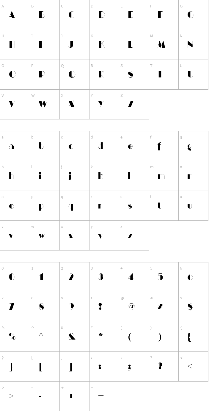 Character Map HarlemNights Regular Font