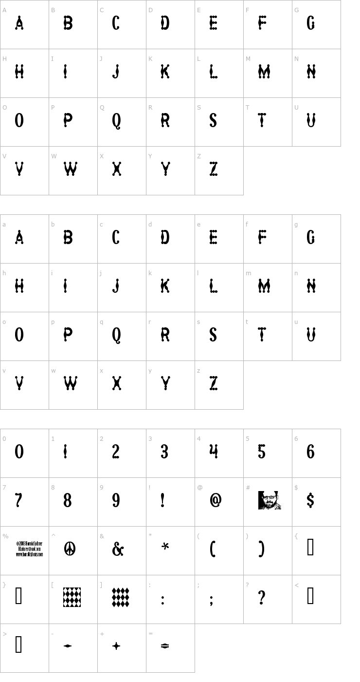 Character Map Harlequin Font