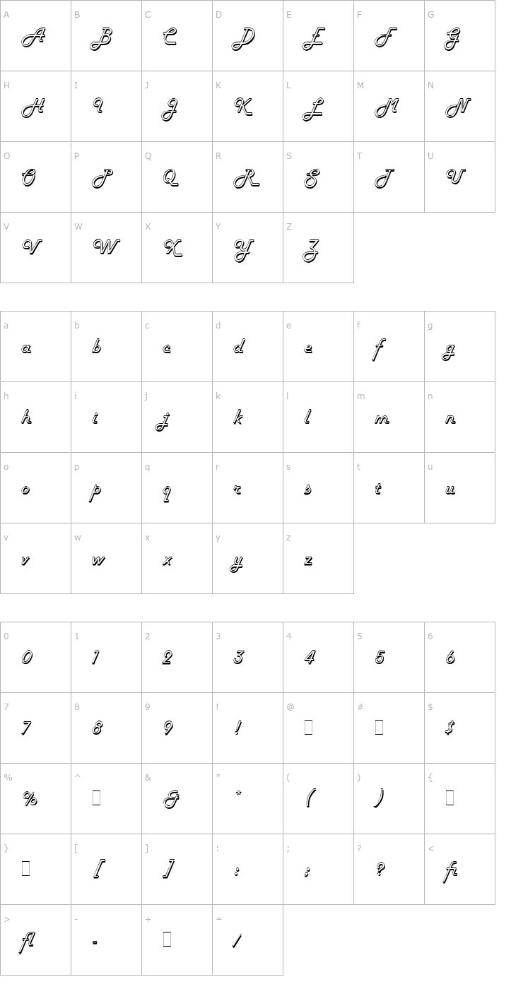 Character Map Harlow LET Font