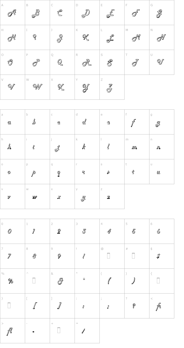 Character Map Harlow LET Plain Font