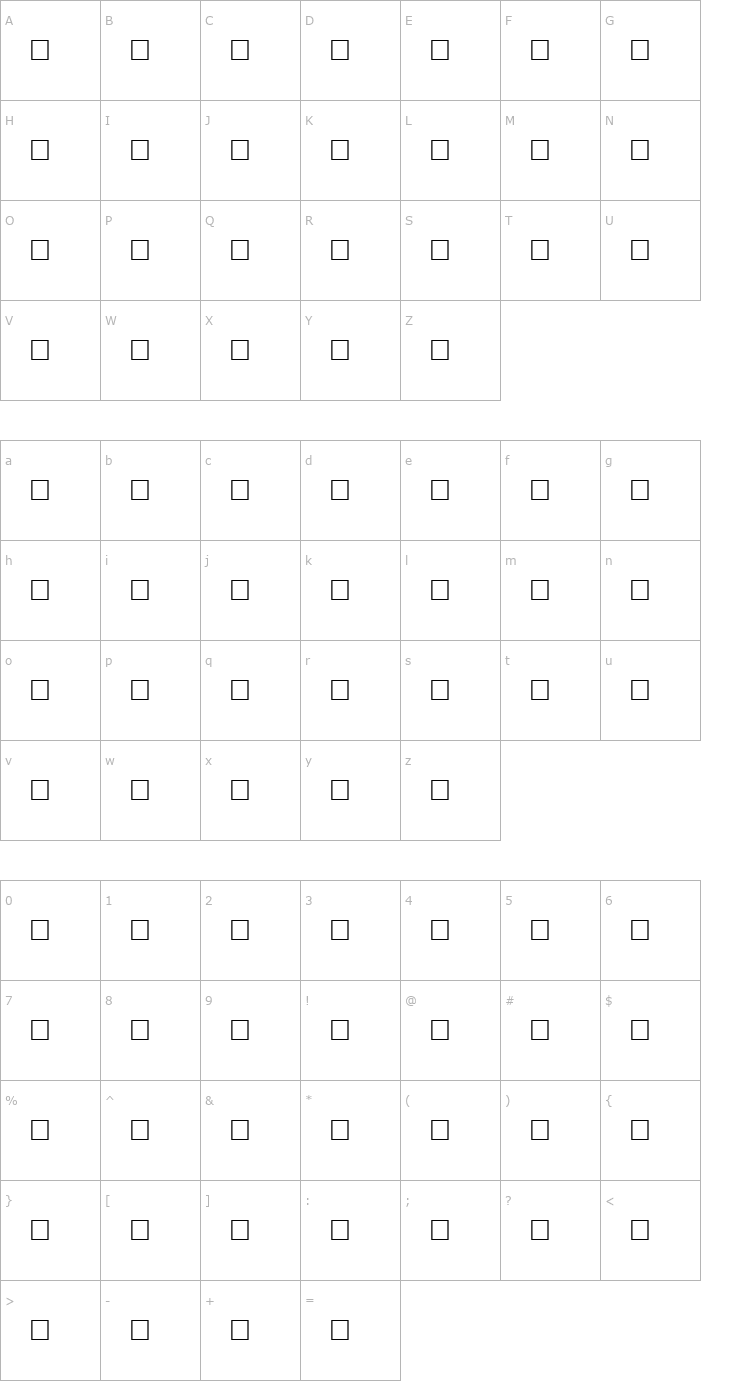 Character Map HAROLD Regular Font