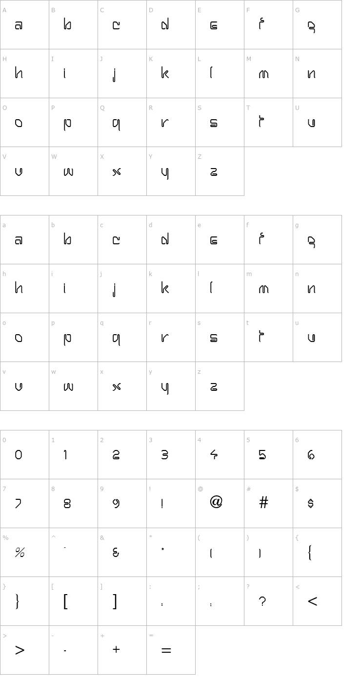 Character Map Harpoon Font