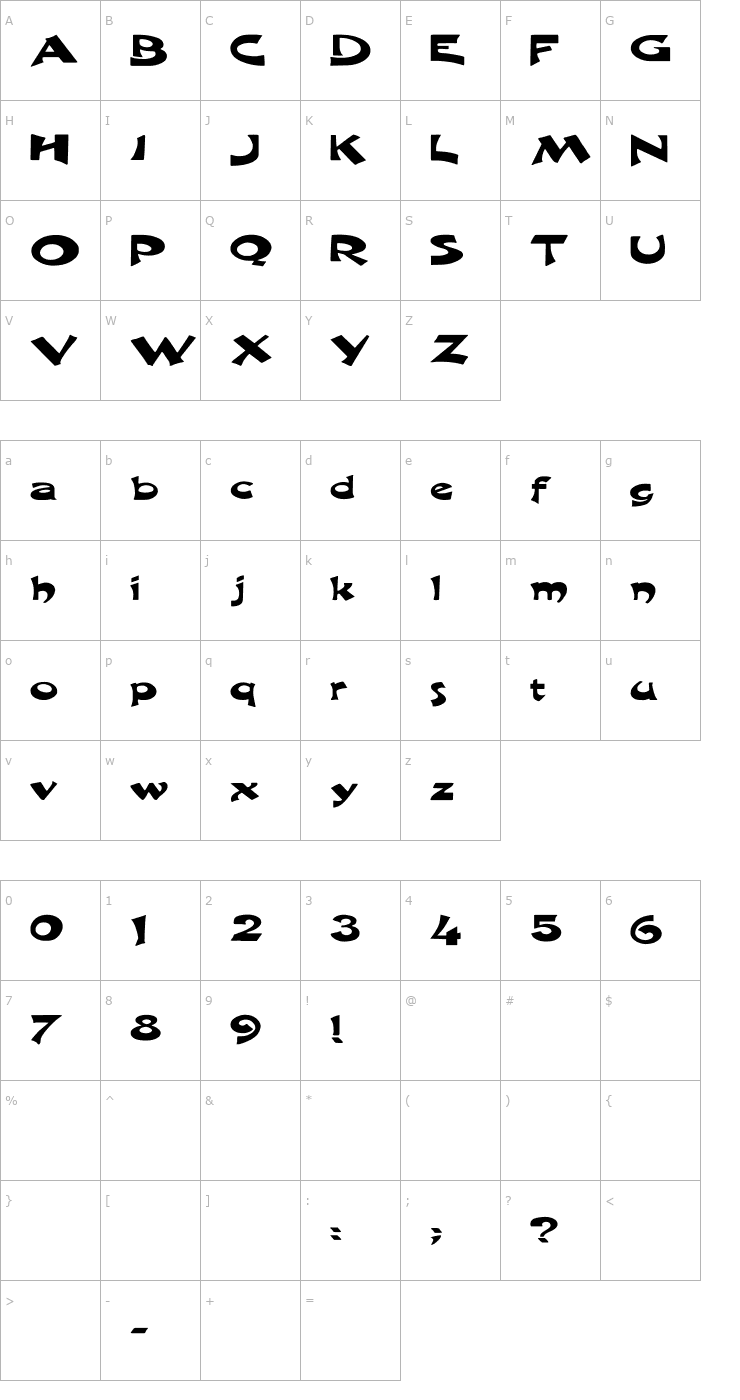 Character Map Harquil Ex Font
