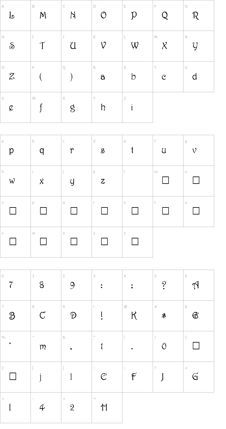 Character Map Harri Font