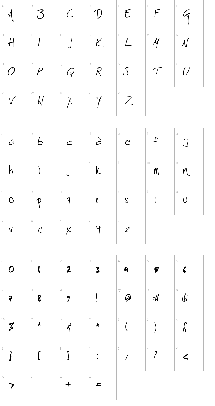 Character Map harrison Font