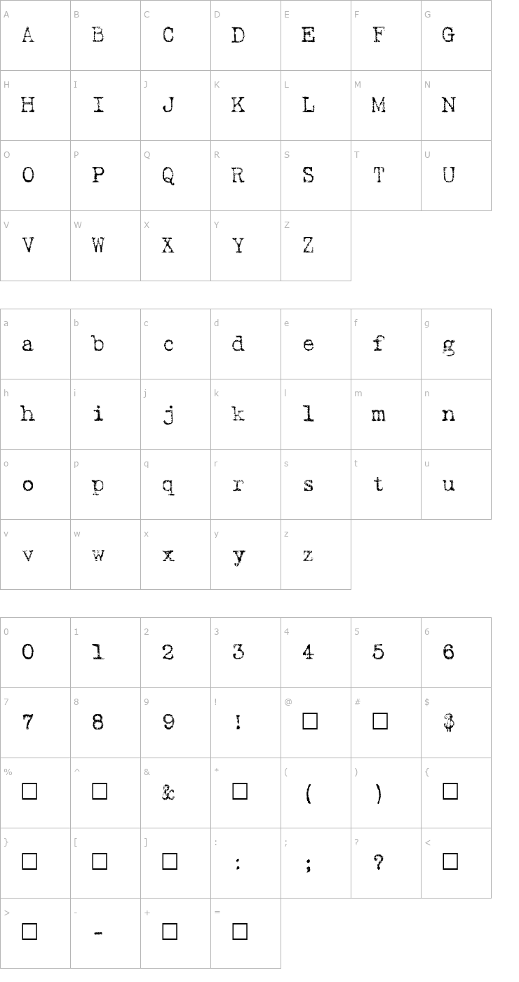 Character Map Hartin2 Regular Font