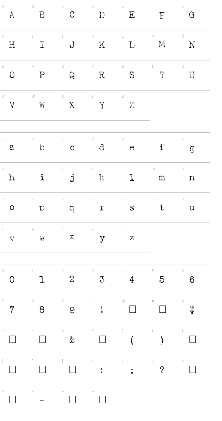 Character Map Harting Plain Font