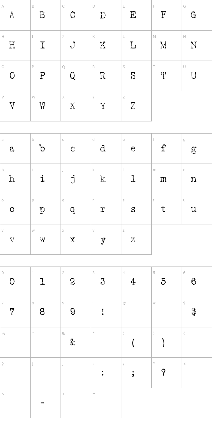 Character Map Harting2 Font