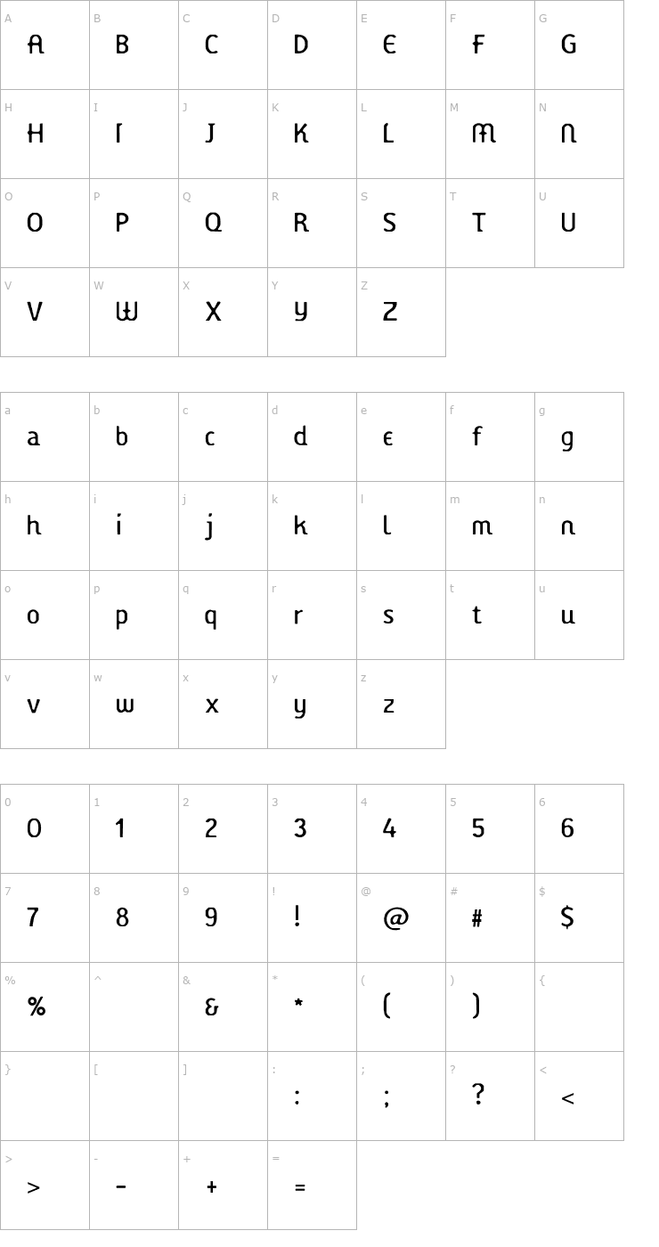 Character Map Hasenchartbreaker Font