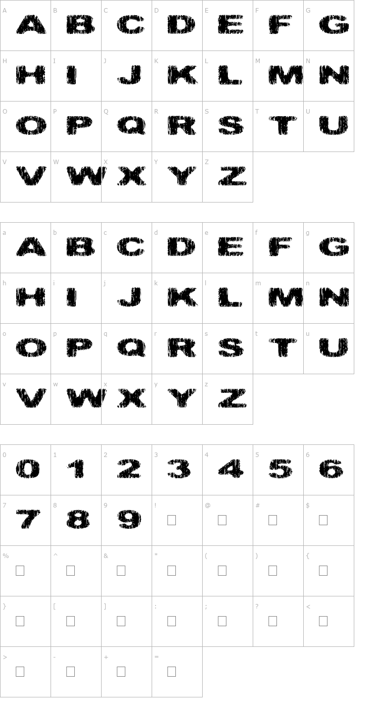 Character Map Hatchet Man Font