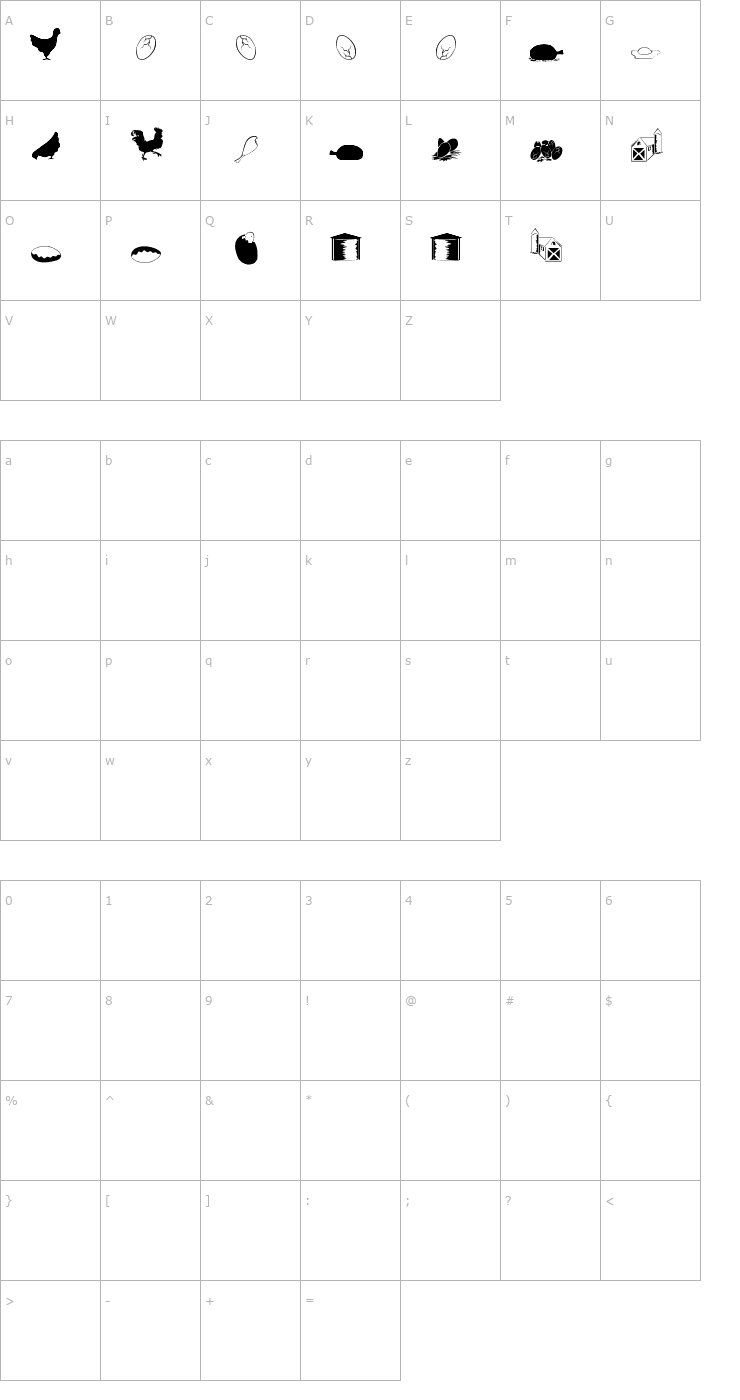 Character Map Hatchlings Font