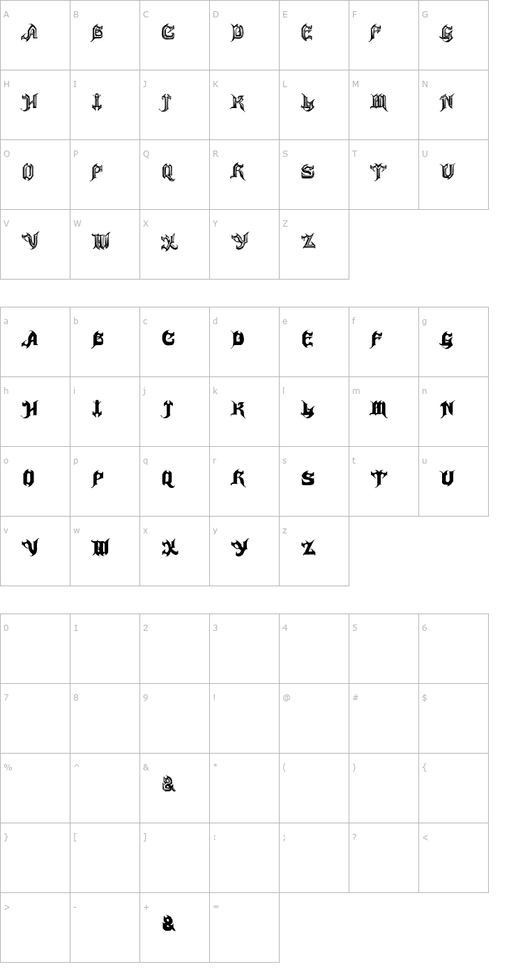 Character Map Haunted-Normal Font