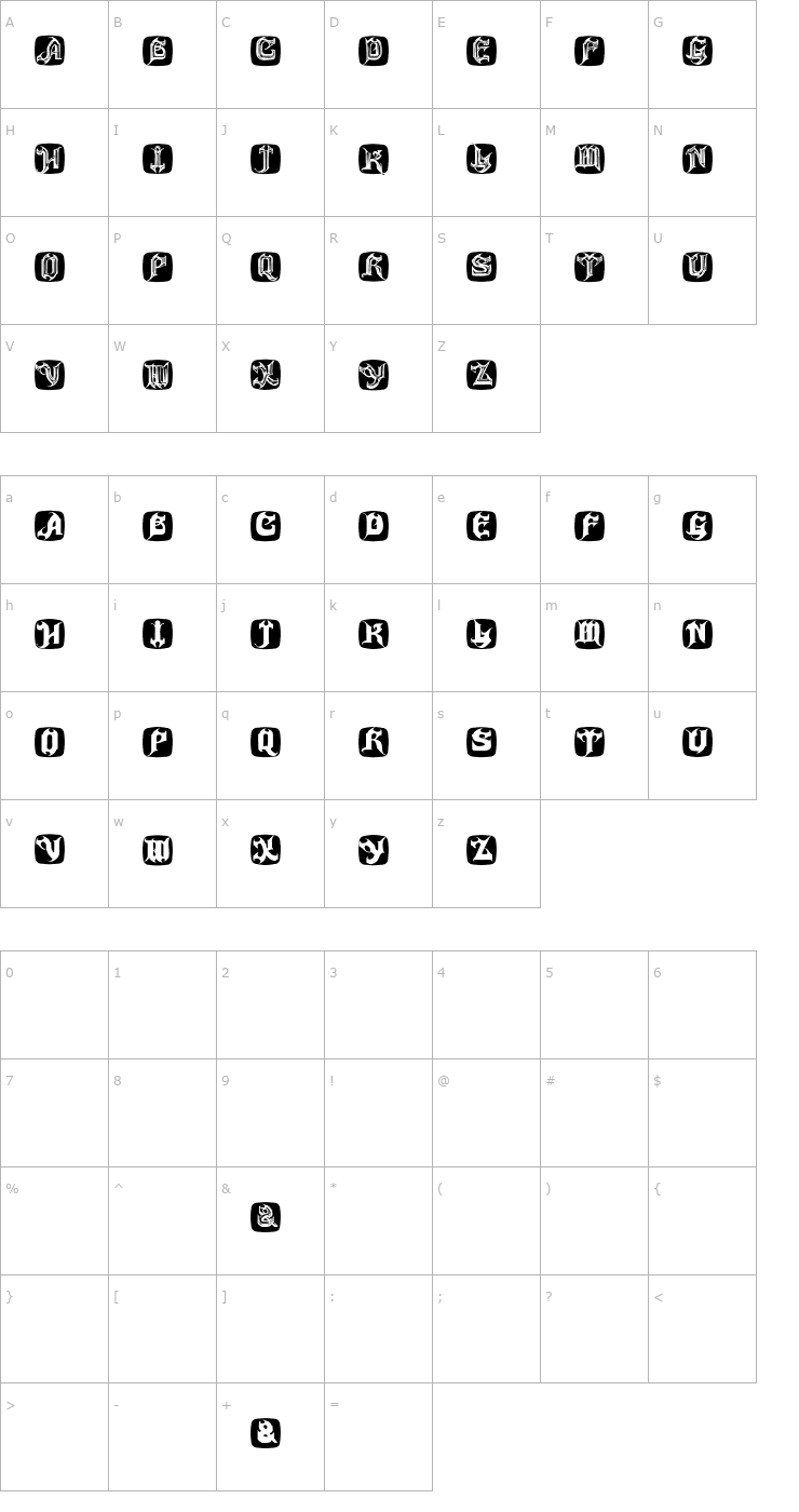 Character Map HauntedBricks Font