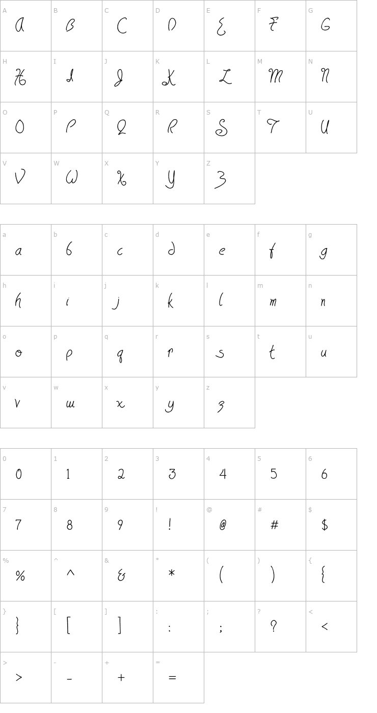 Character Map HavingWrit Bold Font