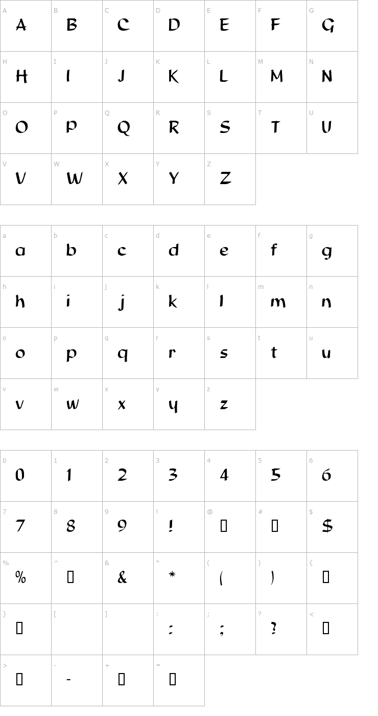 Character Map HawnHemo Font