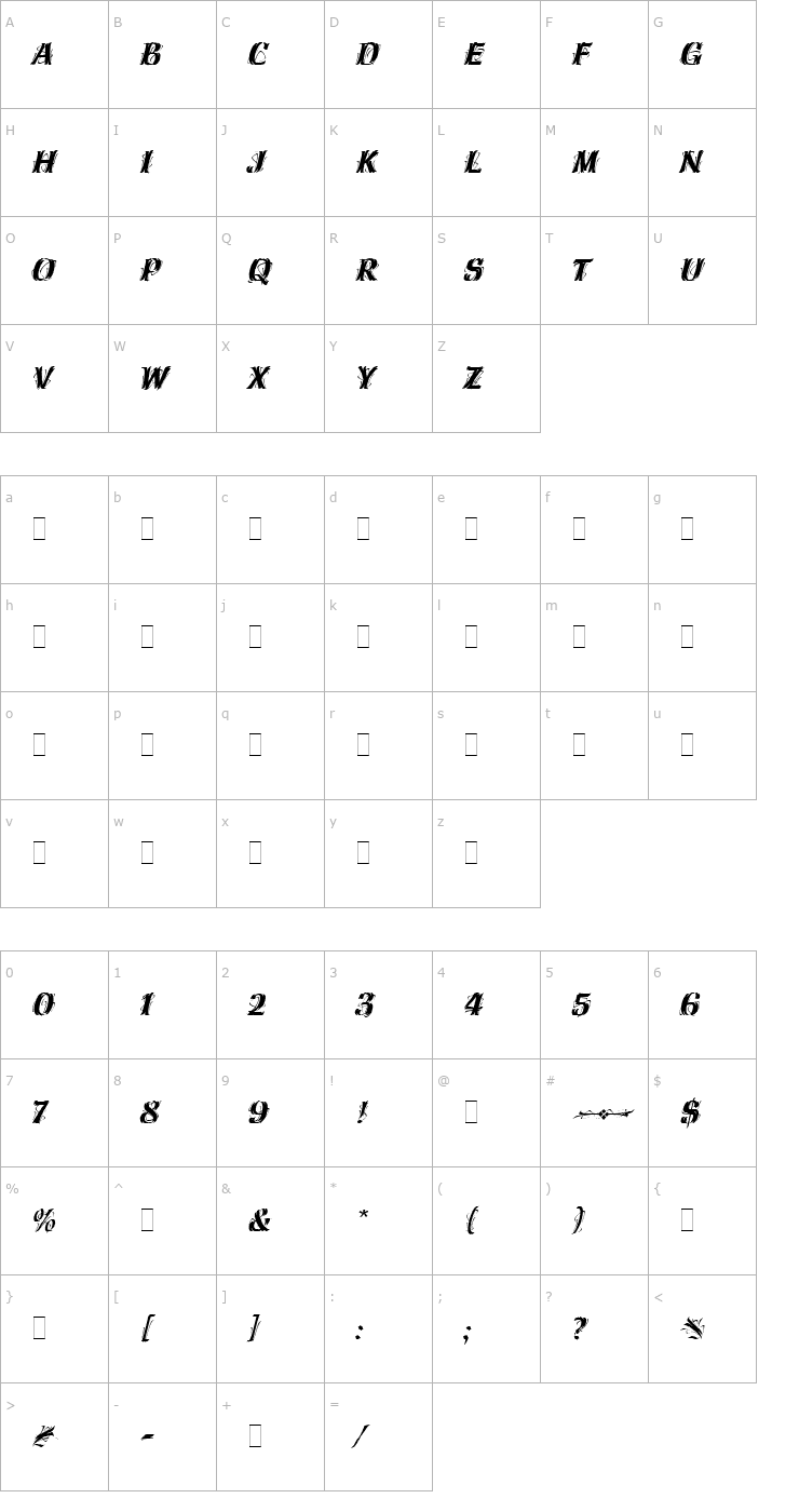 Character Map Hazel LET Plain1.0 Font