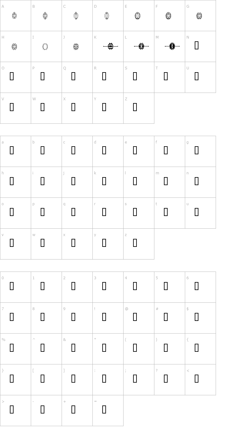 Character Map HDGEMS2 Font