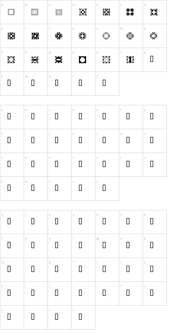 Character Map HDGEMS9 Font
