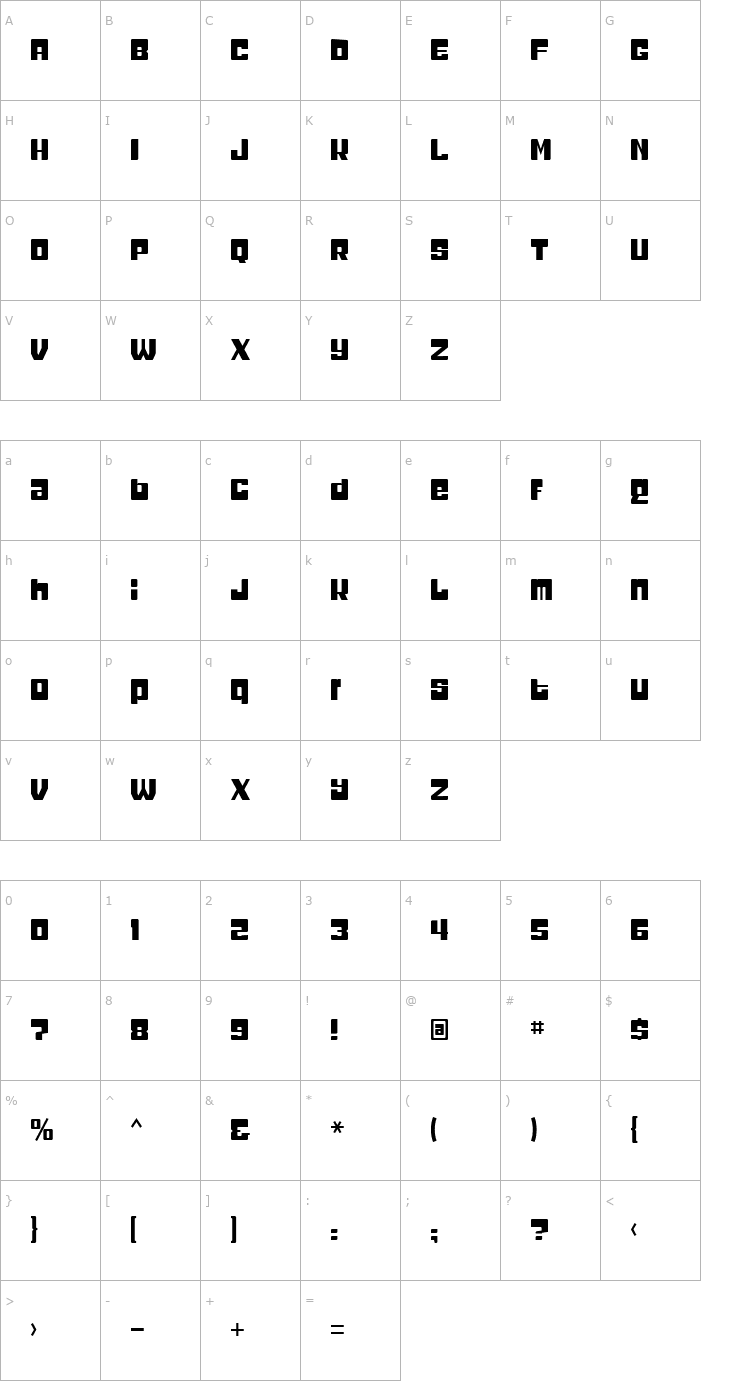 Character Map Headcold Font