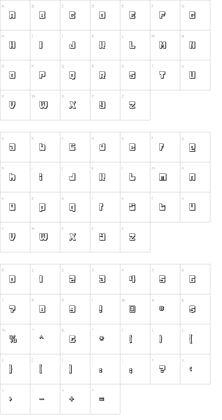 Character Map Headcold Shadow Font